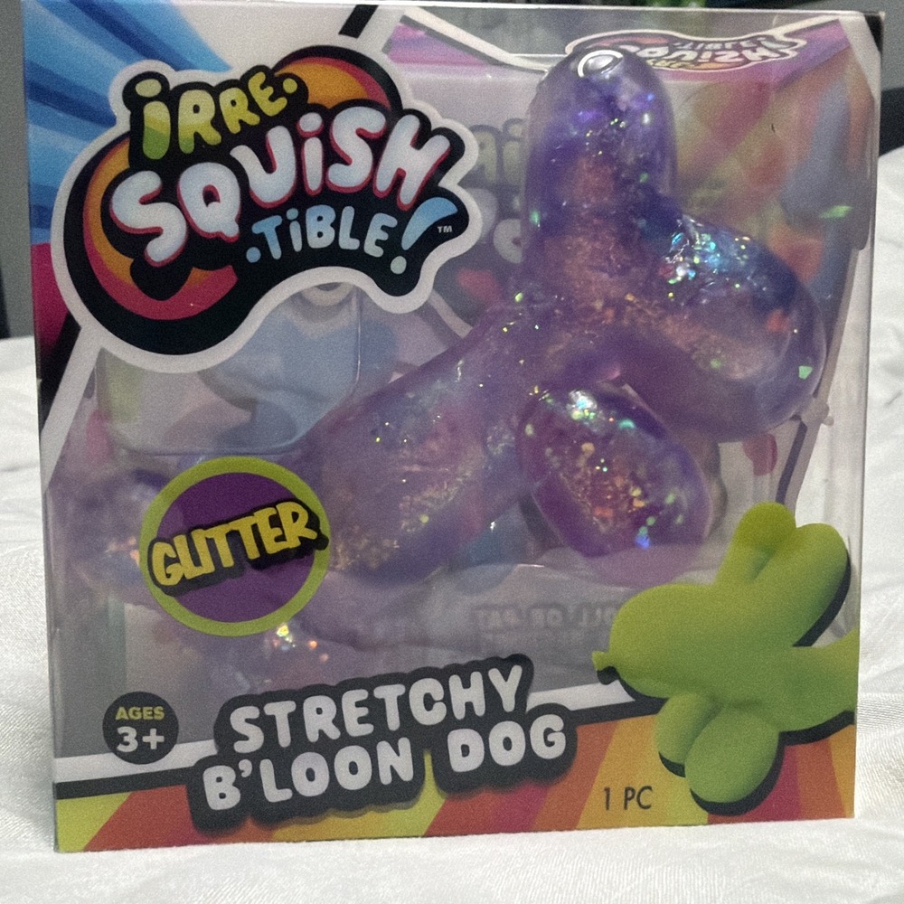 IrreSquishTible Stretchy Glitter Purple Dog Sensory Toy for Ages 3+ PA-7457